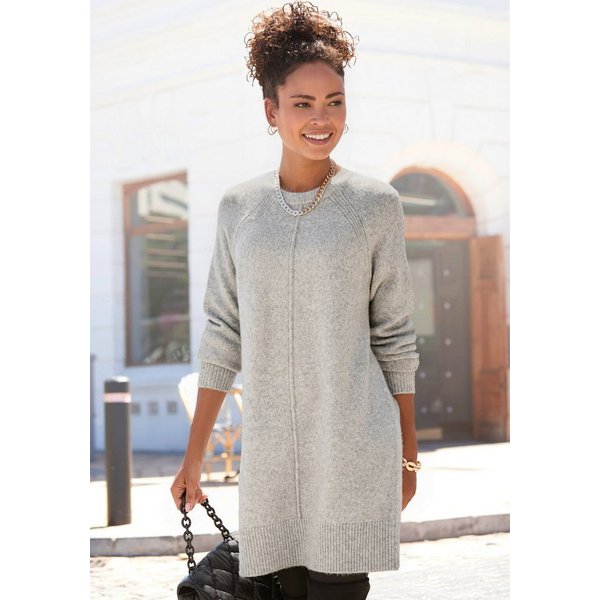 LASCANA Longpullover in lässiger Form aus supersofter Qualität langer Kuschelpulli, bequemes Pulloverkleid, kurzes Strickkleid, Basic