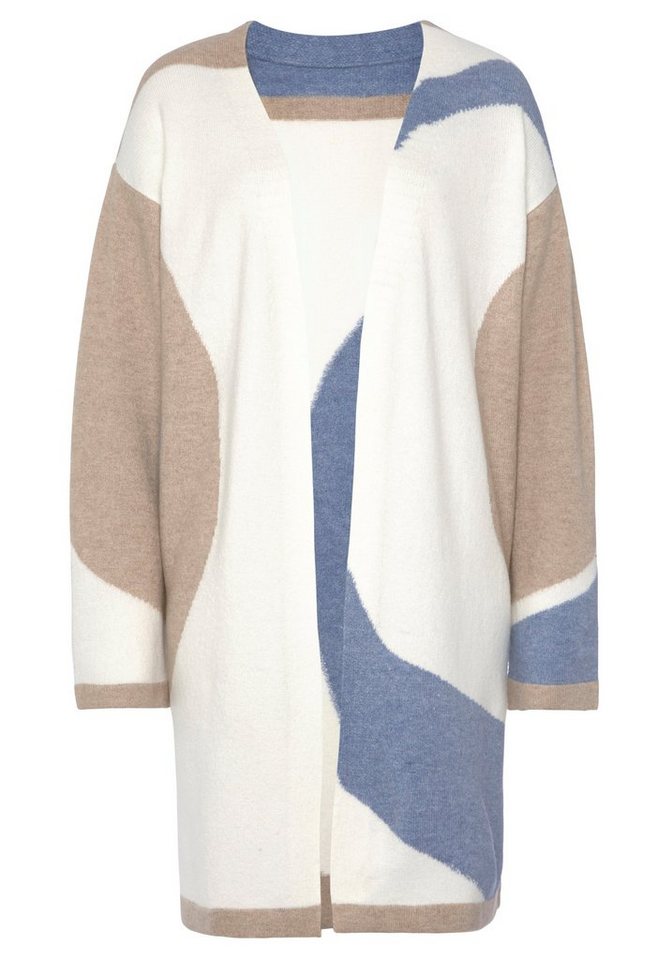 LASCANA Longstrickjacke mit modischer Colourblocking-Optik Lange Strickjacke mit Muster, weicher Cardigan, bequeme Passform – Bild 2 von 5