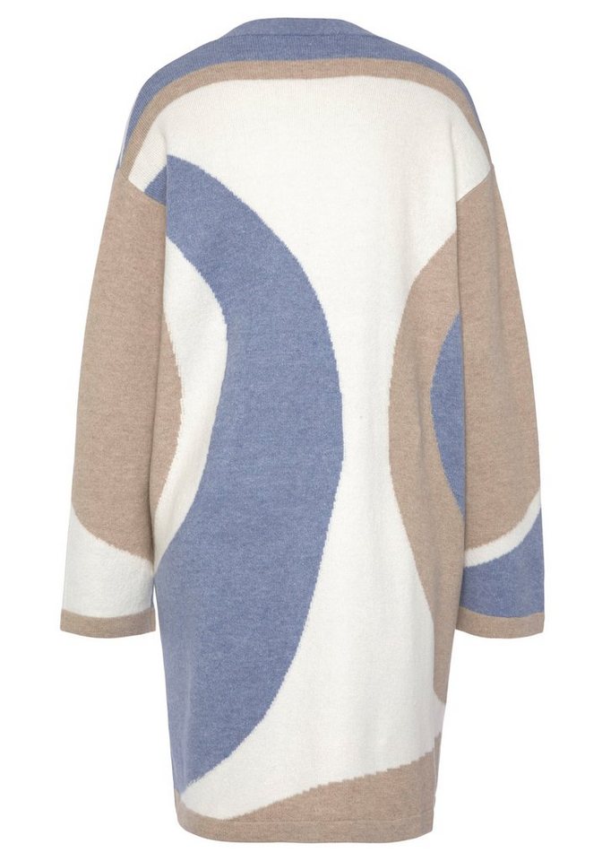LASCANA Longstrickjacke mit modischer Colourblocking-Optik Lange Strickjacke mit Muster, weicher Cardigan, bequeme Passform – Bild 4 von 5