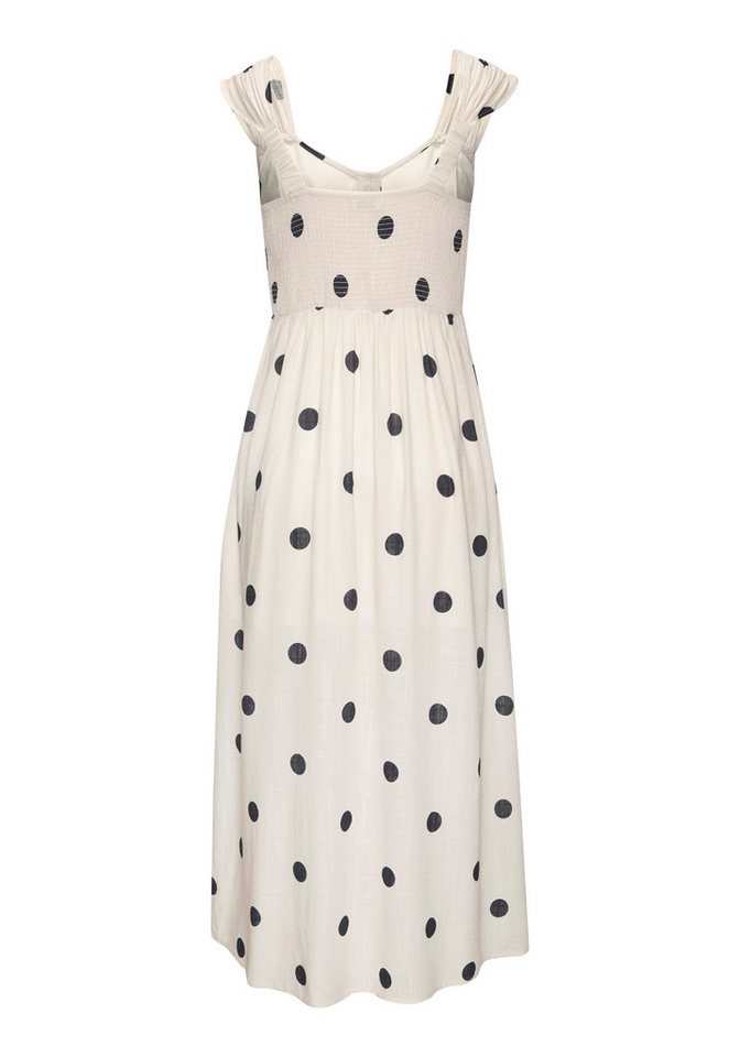 LASCANA Maxikleid mit breiten Trägern aus Webware mit Leinenanteil Elegantes Sommerkleid, Leinenkleid, Trägerkleid, Pünktchenkleid – Bild 3 von 5