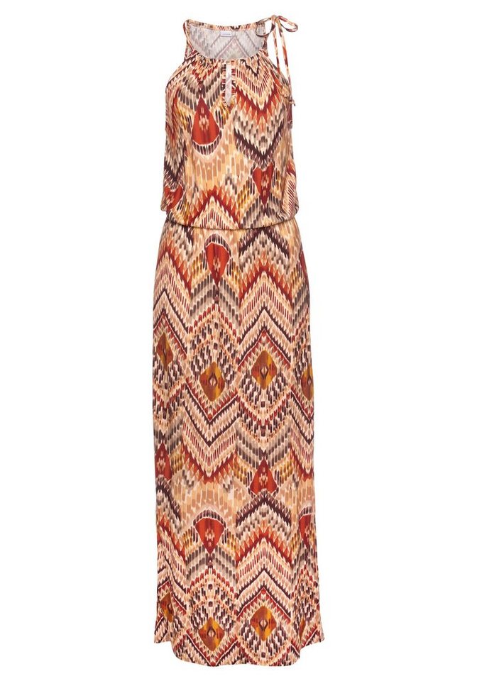 LASCANA Maxikleid mit modischem Ausschnitt und Ethnoprint, Jerseykleid elegantes Sommerkleid, Strandkleid mit Alloverdruck, Viskosekleid – Bild 2 von 5