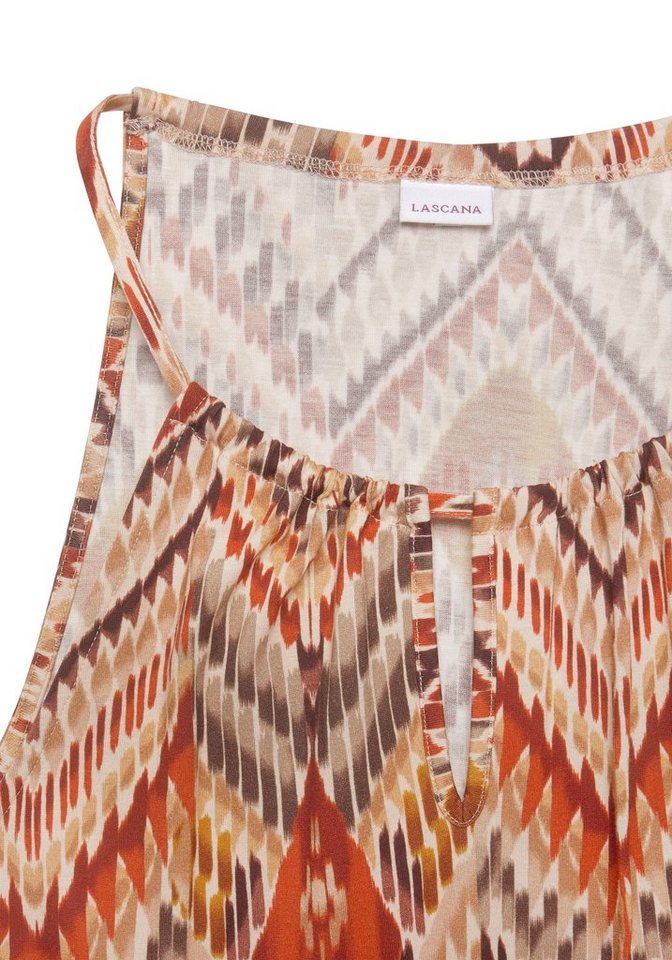 LASCANA Maxikleid mit modischem Ausschnitt und Ethnoprint, Jerseykleid elegantes Sommerkleid, Strandkleid mit Alloverdruck, Viskosekleid – Bild 5 von 5