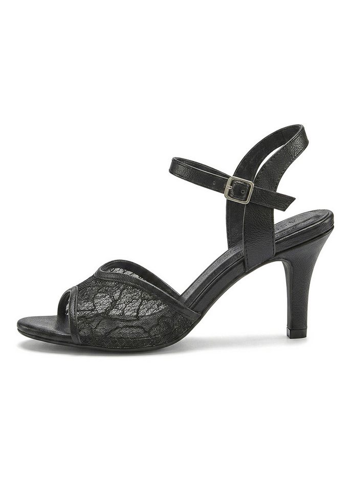 LASCANA Mid-Heel-Sandalette, Sandale, offener Schuh, Sommerschuh, Sandalette NEU mit floralem Design und Spitzeneinsatz VEGAN – Bild 4 von 5