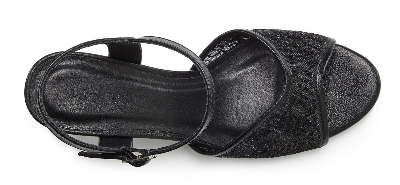 LASCANA Mid-Heel-Sandalette, Sandale, offener Schuh, Sommerschuh, Sandalette NEU mit floralem Design und Spitzeneinsatz VEGAN – Bild 5 von 5