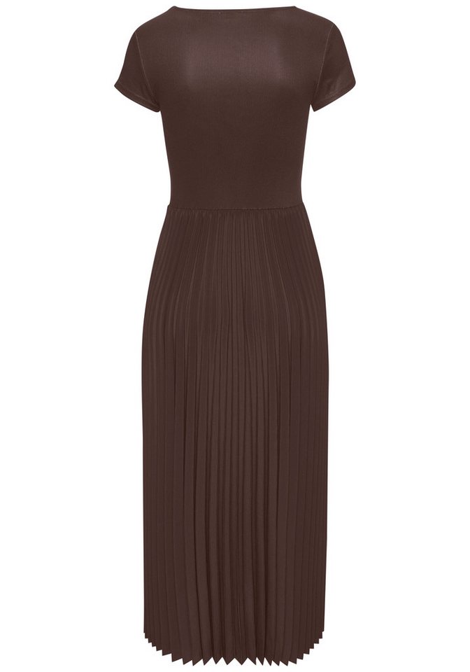 LASCANA Midikleid mit Plisseerockteil, bügelfreie Qualität elegantes Sommerkleid, Festkleid, Plisseekleid, modisch – Bild 3 von 5