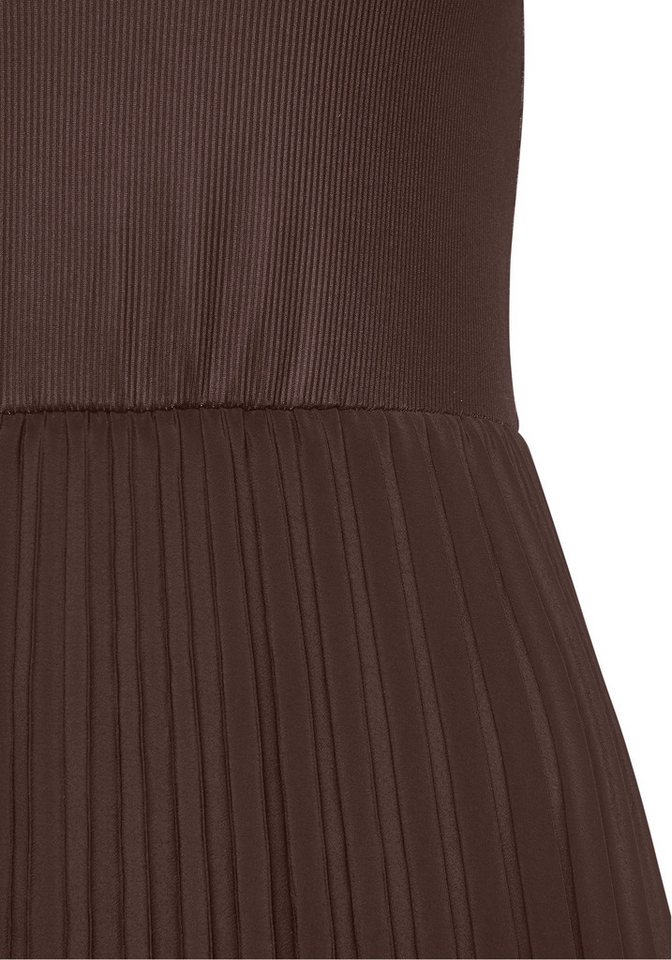 LASCANA Midikleid mit Plisseerockteil, bügelfreie Qualität elegantes Sommerkleid, Festkleid, Plisseekleid, modisch – Bild 4 von 5
