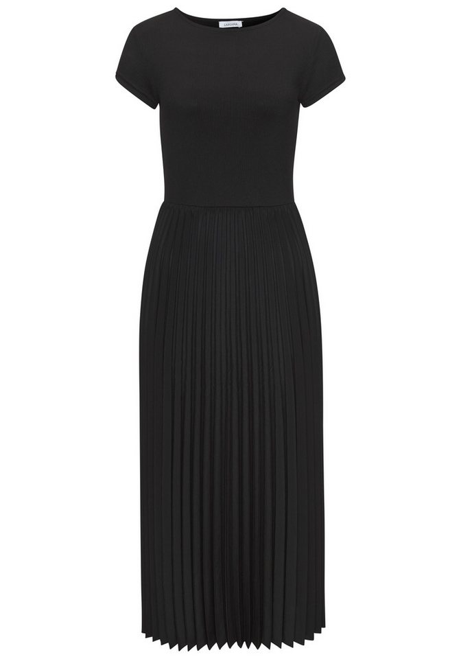 LASCANA Midikleid mit Plisseerockteil, bügelfreie Qualität elegantes Sommerkleid, Festkleid, Plisseekleid, modisch – Bild 2 von 5