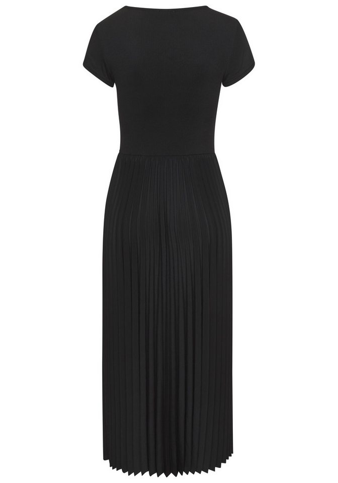 LASCANA Midikleid mit Plisseerockteil, bügelfreie Qualität elegantes Sommerkleid, Festkleid, Plisseekleid, modisch – Bild 3 von 5