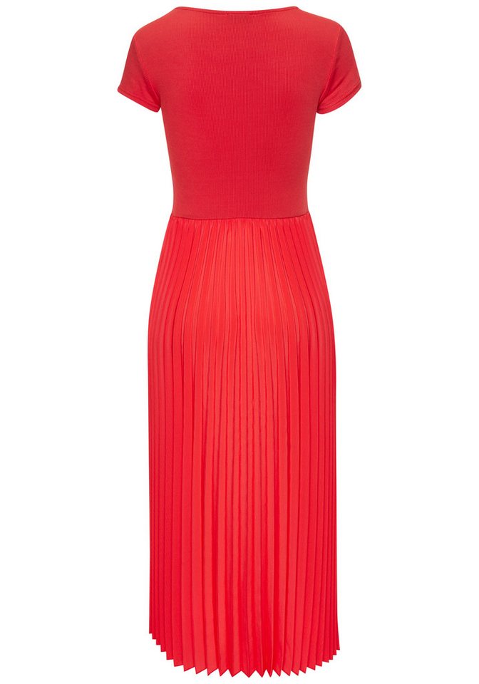 LASCANA Midikleid mit Plisseerockteil, bügelfreie Qualität elegantes Sommerkleid, Festkleid, Plisseekleid, modisch – Bild 3 von 5