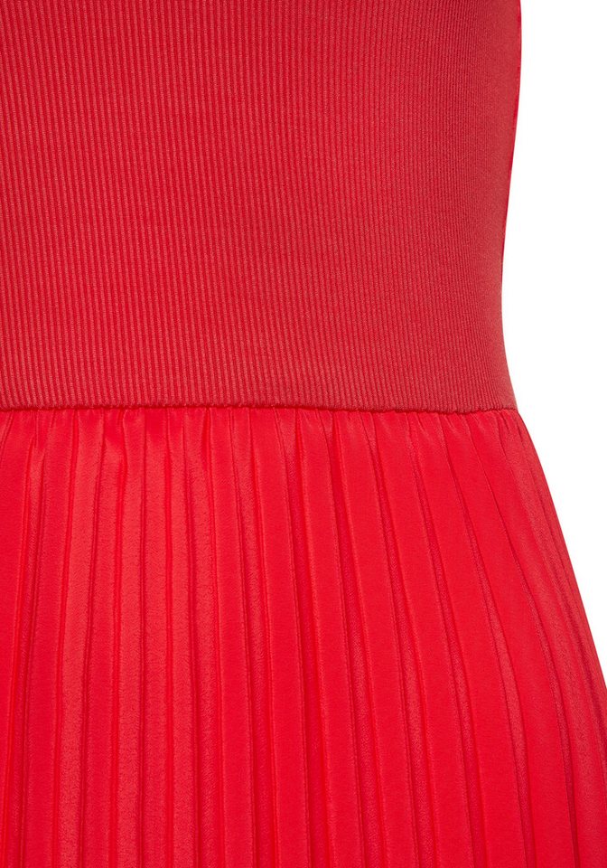 LASCANA Midikleid mit Plisseerockteil, bügelfreie Qualität elegantes Sommerkleid, Festkleid, Plisseekleid, modisch – Bild 4 von 5