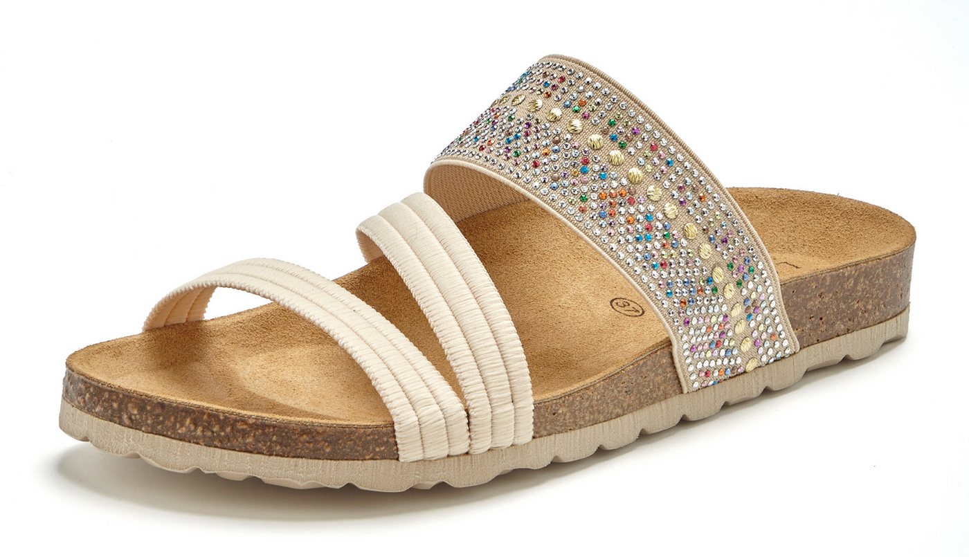 LASCANA Mule, Sandale, offener Schuh, Sommerschuh, Pantolette mit Komfortkorkfußbett aus Leder und elastischen Riemen – Bild 2 von 5