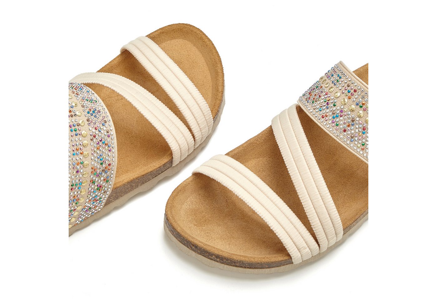 LASCANA Mule, Sandale, offener Schuh, Sommerschuh, Pantolette mit Komfortkorkfußbett aus Leder und elastischen Riemen – Bild 4 von 5