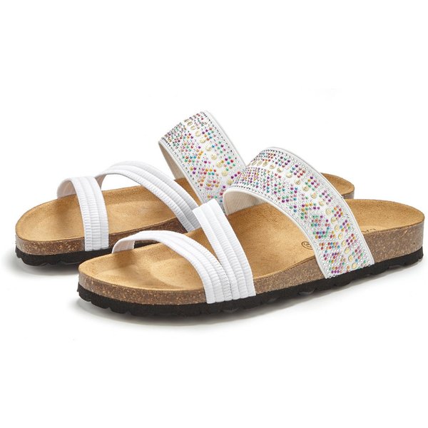 LASCANA Mule, Sandale, offener Schuh, Sommerschuh, Pantolette mit Komfortkorkfußbett aus Leder und elastischen Riemen