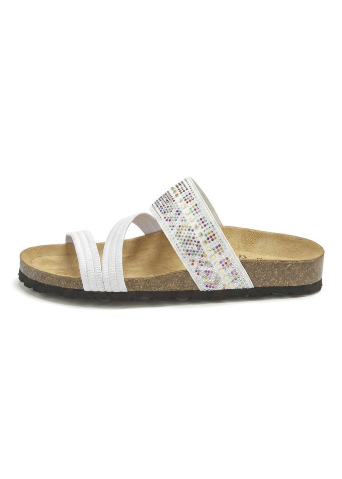 LASCANA Mule, Sandale, offener Schuh, Sommerschuh, Pantolette mit Komfortkorkfußbett aus Leder und elastischen Riemen – Bild 3 von 5