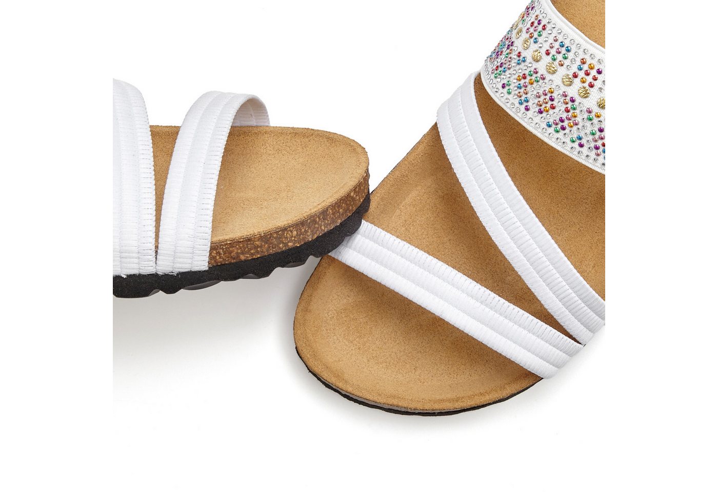 LASCANA Mule, Sandale, offener Schuh, Sommerschuh, Pantolette mit Komfortkorkfußbett aus Leder und elastischen Riemen – Bild 5 von 5