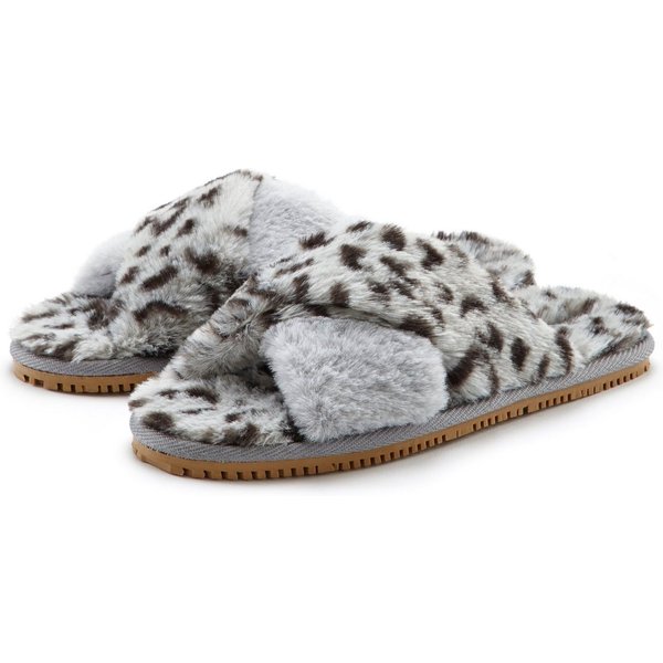 LASCANA Mule, Sandale, offener Schuh, Pantolette, Pantoffel, Hausschuh mit Leo Print VEGAN