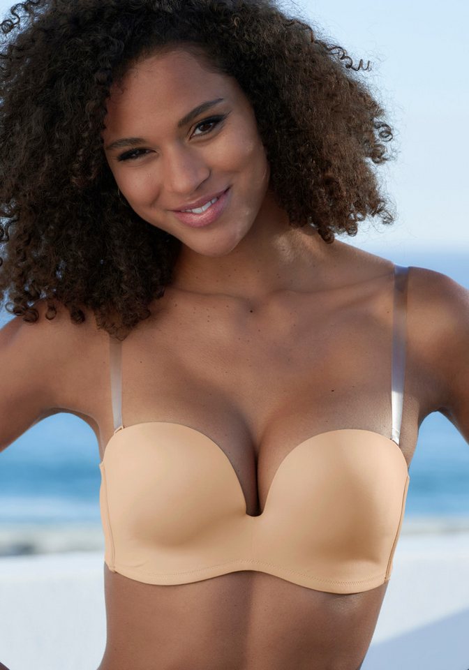 LASCANA Multiway-BH, Dirndl-BH, BH ohne Träger, T-Shirt-BH, Trägerloser BH, Push-up-BH mit 3 Tragevarianten, große Größen – Bild 3 von 5