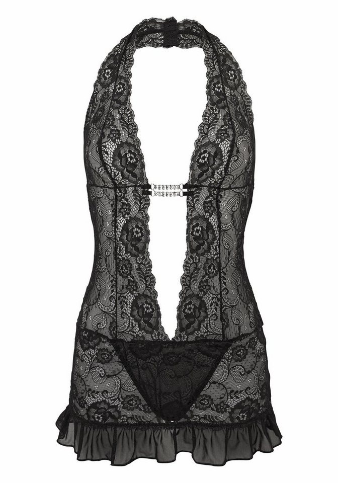 LASCANA Neckholder-Body, Spitzenbody, Body ohne Bügel, Body, Negligé in transparenter Optik, sexy Unterwäsche, sexy Dessous, Reizwäsche Damen – Bild 2 von 5