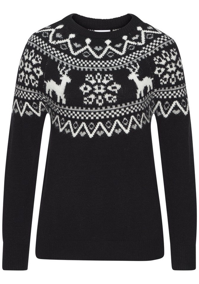 LASCANA Norwegerpullover aus weichem Strick, warmer Rundhalspullover kuscheliger Weihnachtspullover, weicher Strickpullover mit Wintermotiv – Bild 2 von 5