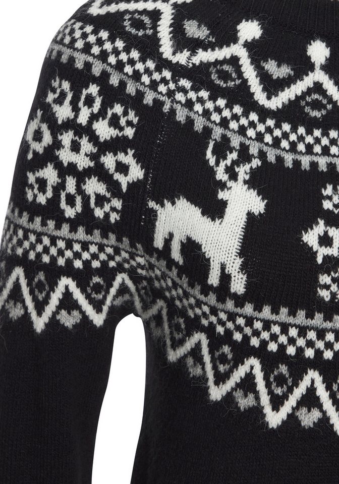 LASCANA Norwegerpullover aus weichem Strick, warmer Rundhalspullover kuscheliger Weihnachtspullover, weicher Strickpullover mit Wintermotiv – Bild 5 von 5