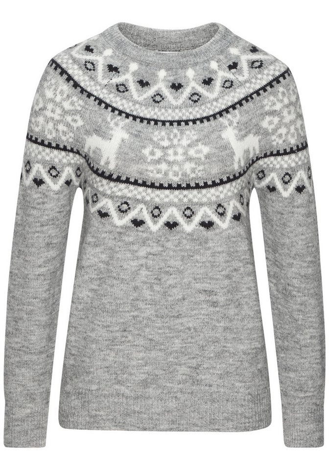 LASCANA Norwegerpullover aus weichem Strick, warmer Rundhalspullover kuscheliger Weihnachtspullover, weicher Strickpullover mit Wintermotiv – Bild 2 von 5