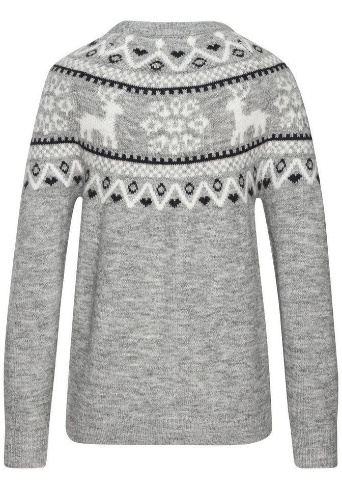 LASCANA Norwegerpullover aus weichem Strick, warmer Rundhalspullover kuscheliger Weihnachtspullover, weicher Strickpullover mit Wintermotiv – Bild 4 von 5