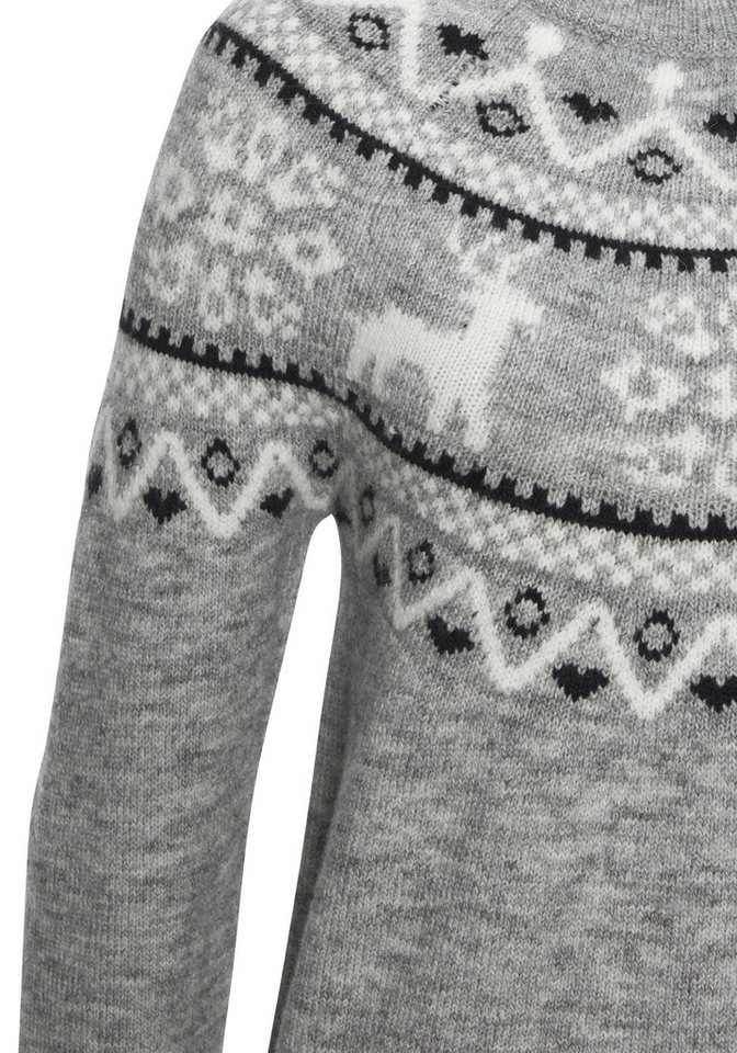 LASCANA Norwegerpullover aus weichem Strick, warmer Rundhalspullover kuscheliger Weihnachtspullover, weicher Strickpullover mit Wintermotiv – Bild 5 von 5