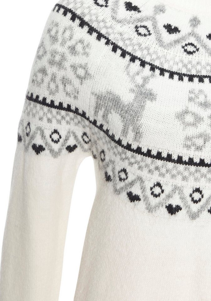 LASCANA Norwegerpullover aus weichem Strick, warmer Rundhalspullover kuscheliger Weihnachtspullover, weicher Strickpullover mit Wintermotiv – Bild 5 von 5
