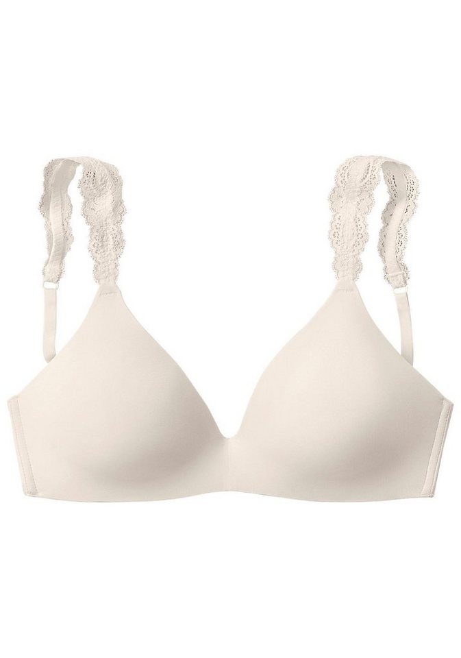 LASCANA Push-up-BH, BH ohne Bügel, bügelloser BH, T-Shirt-BH, Racerback BH mit Spitzenträgern, 2 Tragevarianten, bequemer BH – Bild 2 von 5