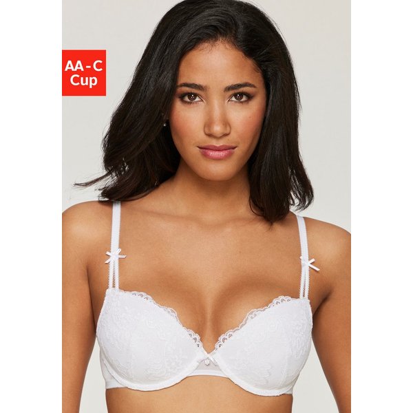 LASCANA Push-up-BH, BH mit Bügel, Spitzen-BH, Schalen-BH mit Jacquardspitze und herausnehmbaren Kissen, Dessous