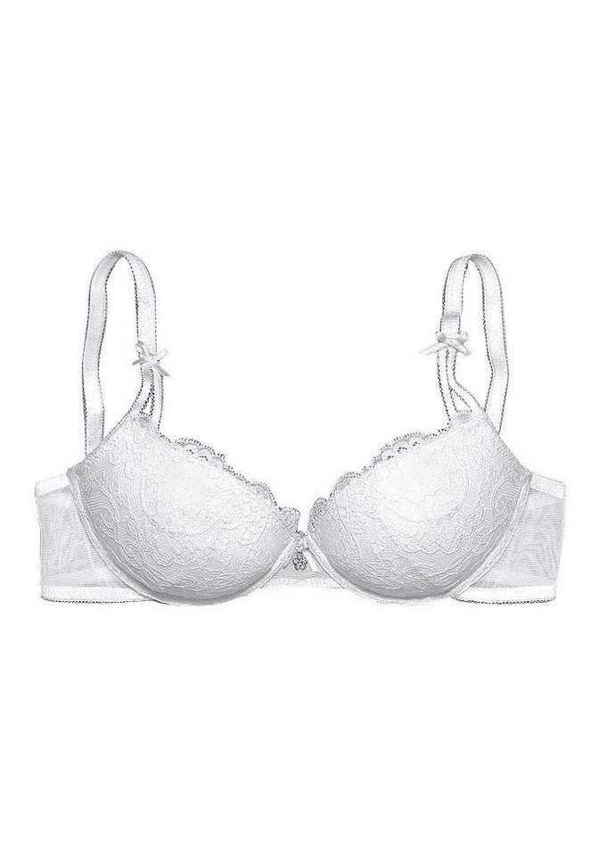 LASCANA Push-up-BH, BH mit Bügel, Spitzen-BH, Schalen-BH mit Jacquardspitze und herausnehmbaren Kissen, Dessous – Bild 2 von 5