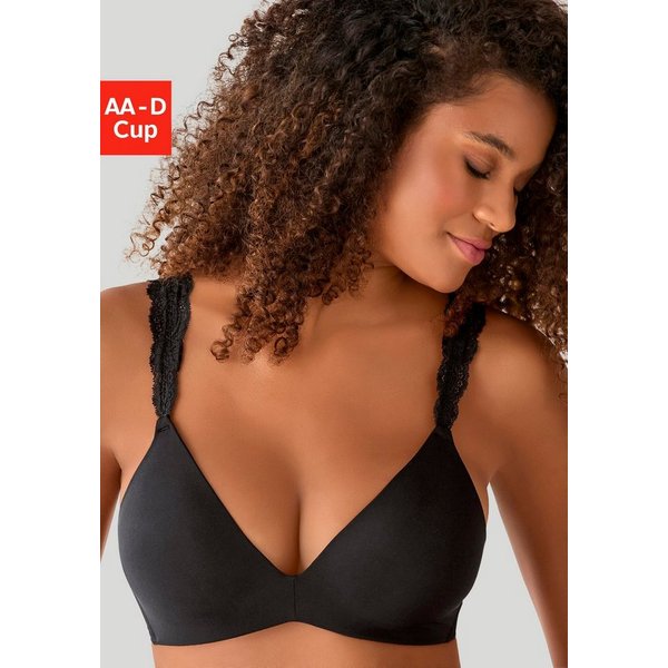 LASCANA Push-up-BH, BH ohne Bügel, bügelloser BH, T-Shirt-BH, Racerback BH mit Spitzenträgern, 2 Tragevarianten, bequemer BH