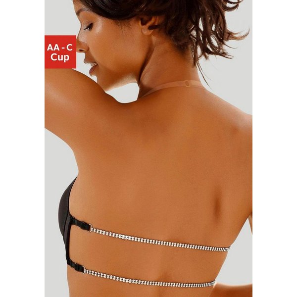 LASCANA Push-up-BH, BH mit Bügel, BH mit transparenten Neckolderträgern mit Strassrücken für tiefen Rückenausschnitt, BH ohne Träger, Dessous