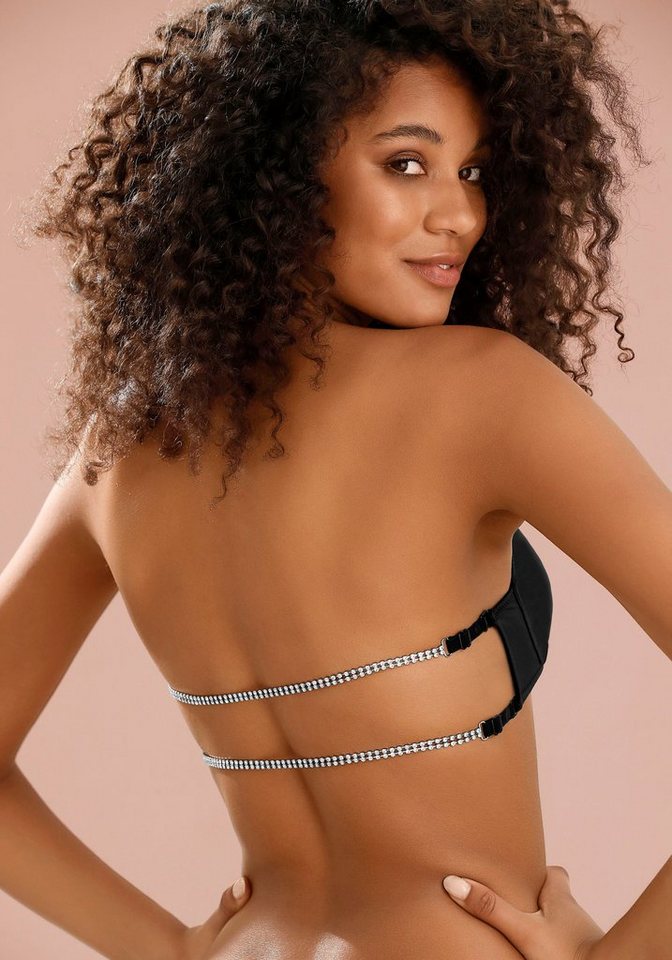 LASCANA Push-up-BH, BH mit Bügel, BH mit transparenten Neckolderträgern mit Strassrücken für tiefen Rückenausschnitt, BH ohne Träger, Dessous – Bild 4 von 5