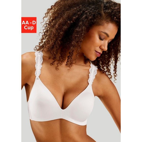 LASCANA Push-up-BH, BH ohne Bügel, bügelloser BH, T-Shirt-BH, Racerback BH mit Spitzenträgern, 2 Tragevarianten, bequemer BH