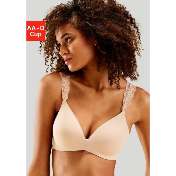 LASCANA Push-up-BH, BH ohne Bügel, bügelloser BH, T-Shirt-BH, Racerback BH mit Spitzenträgern, 2 Tragevarianten, bequemer BH