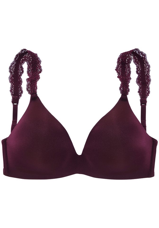 LASCANA Push-up-BH, BH ohne Bügel, bügelloser BH, T-Shirt-BH, Racerback BH mit Spitzenträgern, 2 Tragevarianten, bequemer BH – Bild 3 von 5