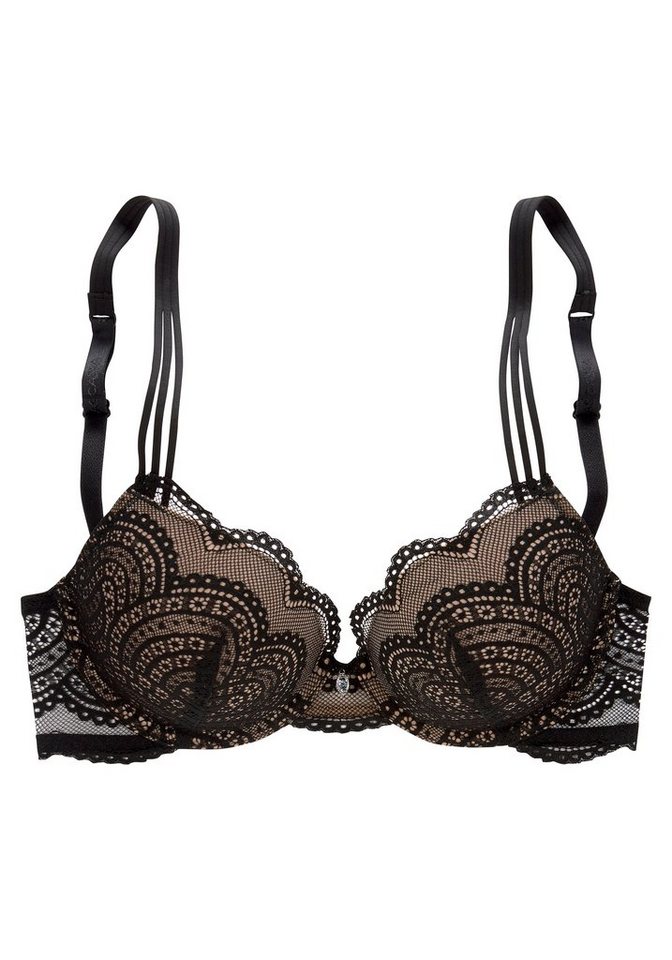 LASCANA Push-up-BH, BH mit Bügel, Spitzen-BH, als Dessous-Set kombinierbar, Kira mit extravagantem Bänderdetail, sexy Dessous, sexy Unterwäsche – Bild 2 von 5