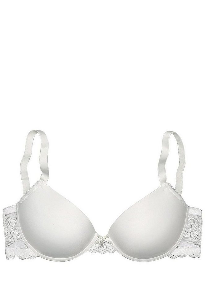 LASCANA Push-up-BH, T-Shirt-BH, BH mit Bügel mit Spitzenrücken & seidiger Microfaser, Dessous – Bild 2 von 5