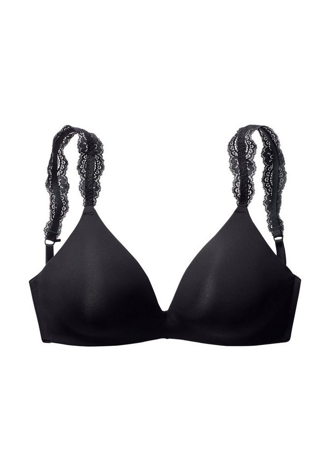 LASCANA Push-up-BH, BH ohne Bügel, bügelloser BH, T-Shirt-BH, Racerback BH mit Spitzenträgern, 2 Tragevarianten, bequemer BH – Bild 2 von 5