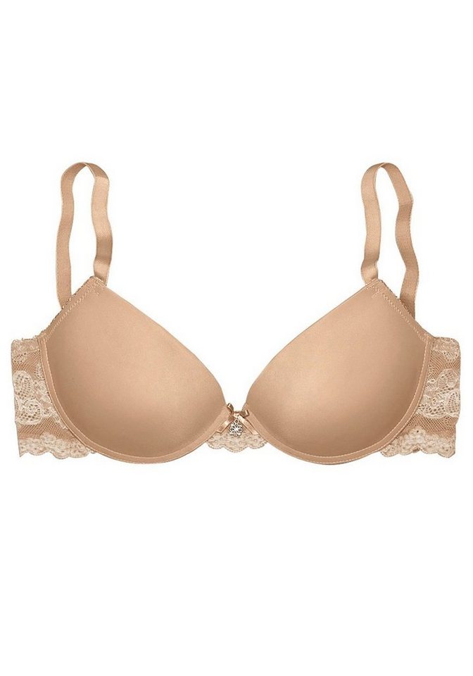 LASCANA Push-up-BH, T-Shirt-BH, BH mit Bügel mit Spitzenrücken & seidiger Microfaser, Dessous – Bild 2 von 5