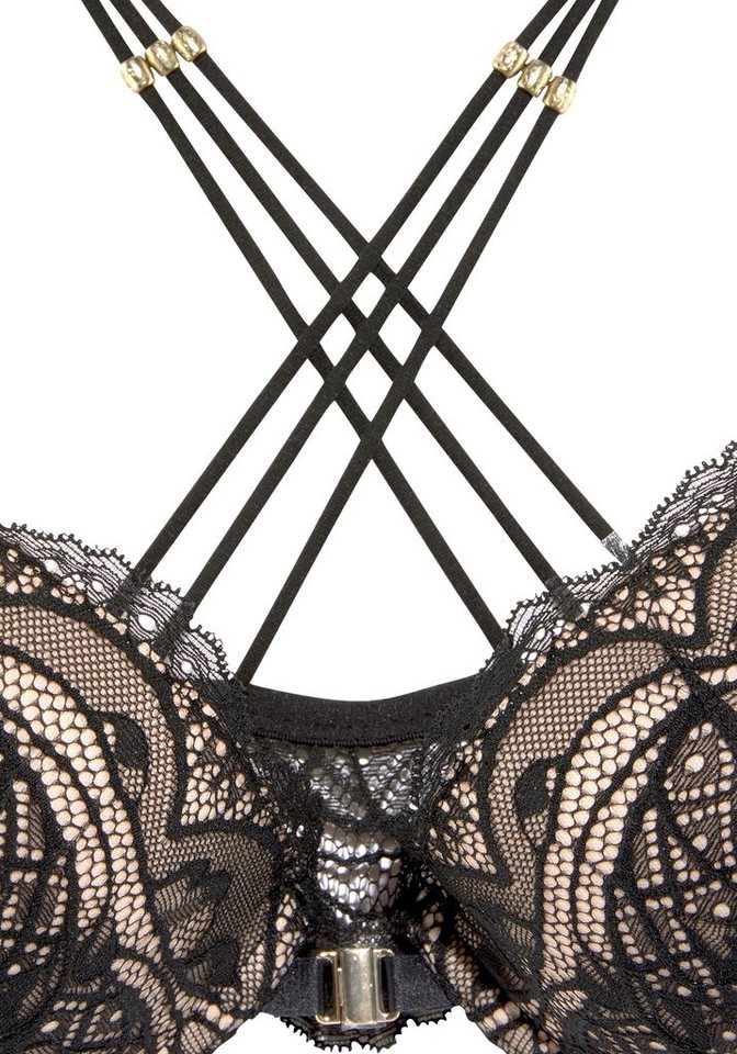 LASCANA Push-up-BH, BH mit Bügel, Spitzen-BH mit Vorderverschluss & überkreuzten Trägern sexy Dessous, sexy Unterwäsche Damen – Bild 5 von 5
