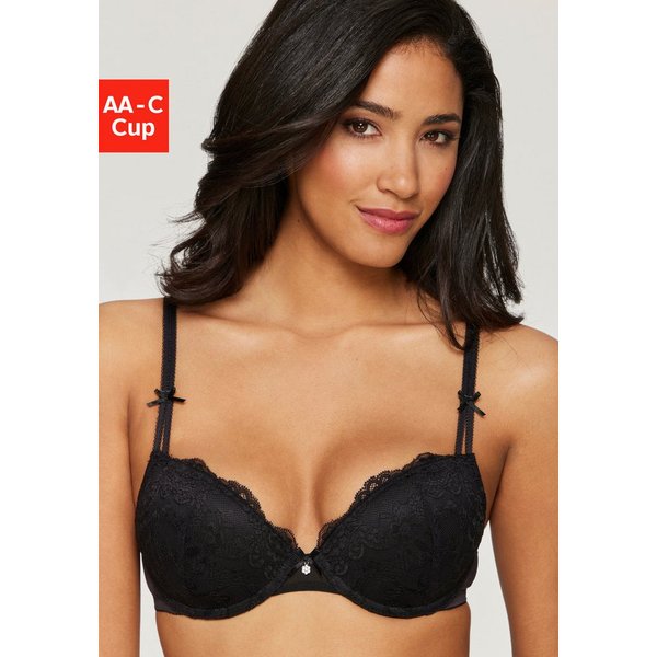LASCANA Push-up-BH, BH mit Bügel, Spitzen-BH, Schalen-BH mit Jacquardspitze und herausnehmbaren Kissen, Dessous