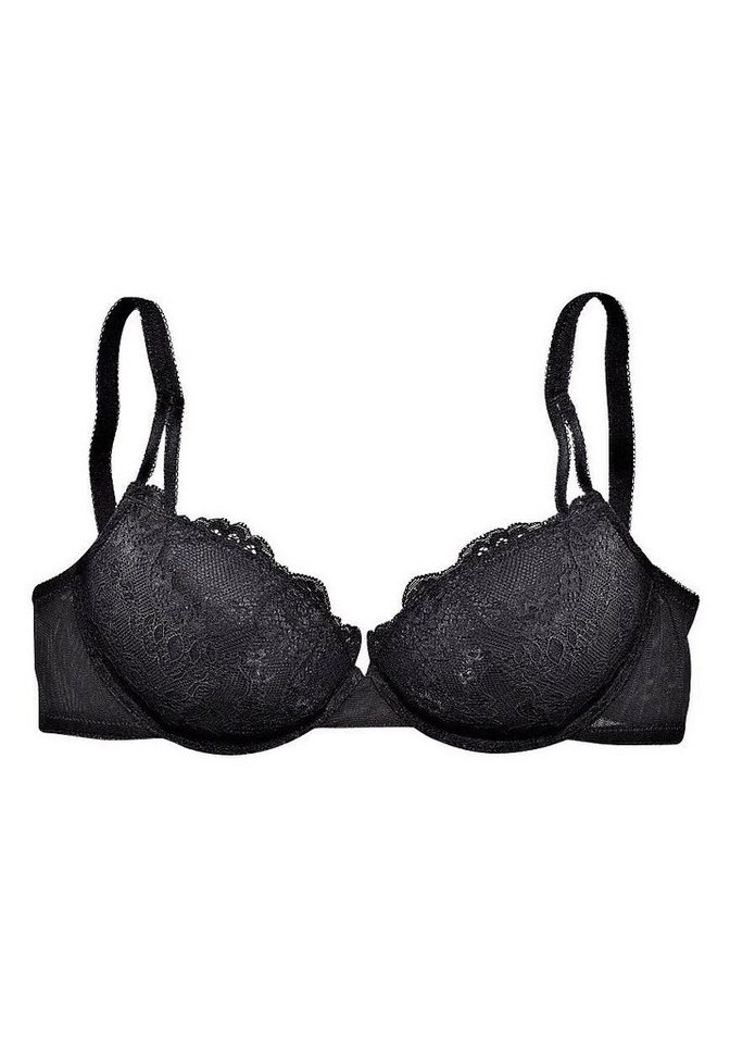LASCANA Push-up-BH, BH mit Bügel, Spitzen-BH, Schalen-BH mit Jacquardspitze und herausnehmbaren Kissen, Dessous – Bild 2 von 5