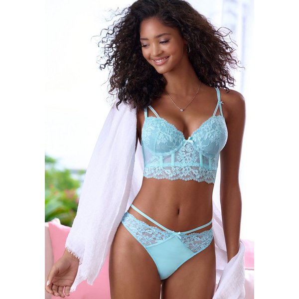 LASCANA Push-up-BH, Corsage, Spitzen-BH, Bügel-BH, Longline BH als Dessous-Set kombinierbar, aus blumiger Spitze, BH lange Form
