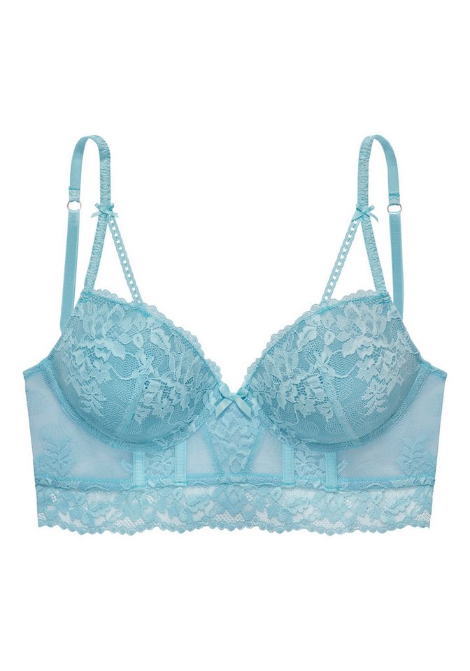LASCANA Push-up-BH, Corsage, Spitzen-BH, Bügel-BH, Longline BH als Dessous-Set kombinierbar, aus blumiger Spitze, BH lange Form – Bild 2 von 5