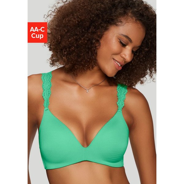 LASCANA Push-up-BH, BH ohne Bügel, bügelloser BH, T-Shirt-BH, Racerback BH mit Spitzenträgern, 2 Tragevarianten, bequemer BH