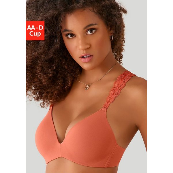 LASCANA Push-up-BH, BH ohne Bügel, bügelloser BH, T-Shirt-BH, Racerback BH mit Spitzenträgern, 2 Tragevarianten, bequemer BH