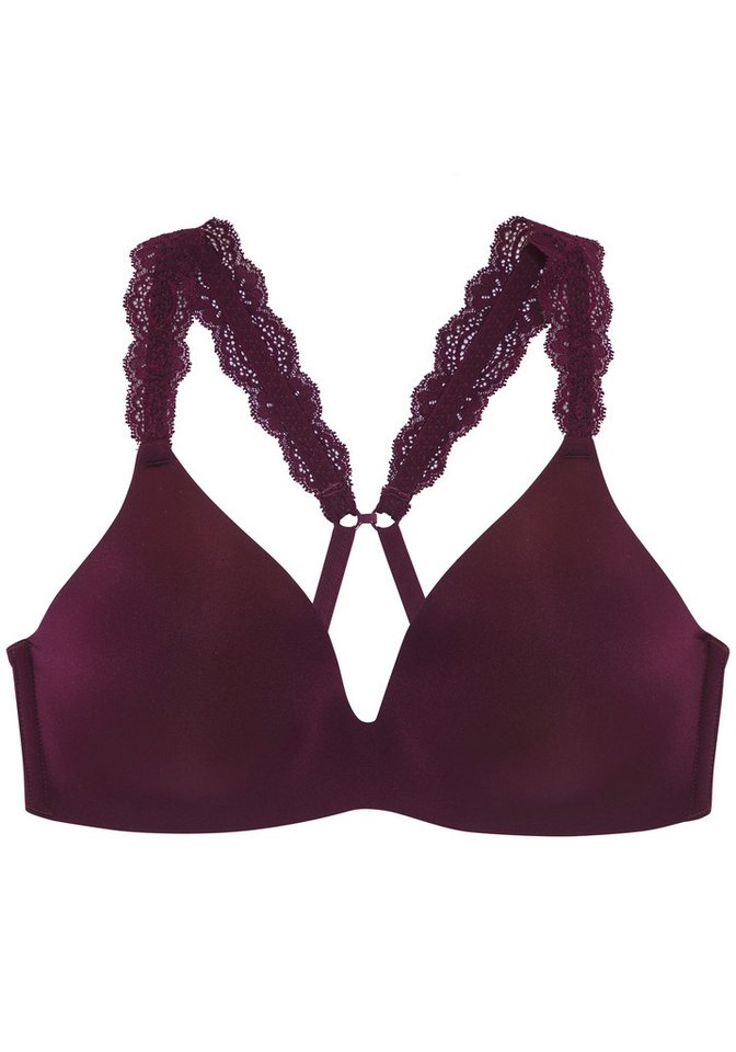 LASCANA Push-up-BH, BH ohne Bügel, bügelloser BH, T-Shirt-BH, Racerback BH mit Spitzenträgern, 2 Tragevarianten, bequemer BH – Bild 2 von 5