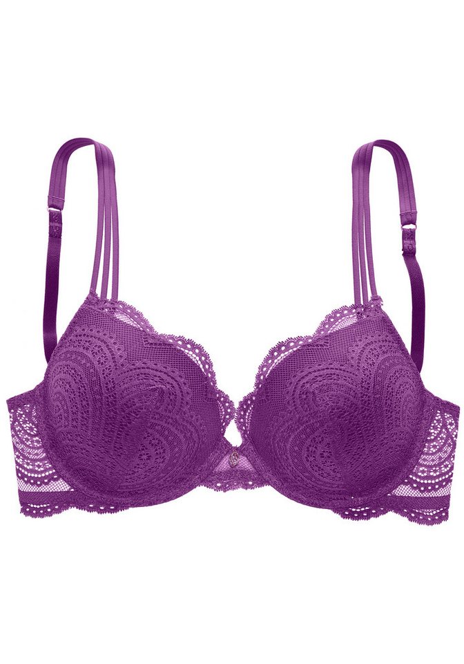 LASCANA Push-up-BH, BH mit Bügel, Spitzen-BH, als Dessous-Set kombinierbar, Kira mit extravagantem Bänderdetail, sexy Dessous, sexy Unterwäsche – Bild 2 von 5